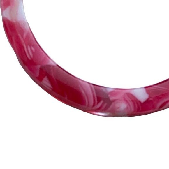 Swirled Red & White Marbleized Acetate Eco Hoop Handmade Earrings Unisex Gift - Picture 6 of 11